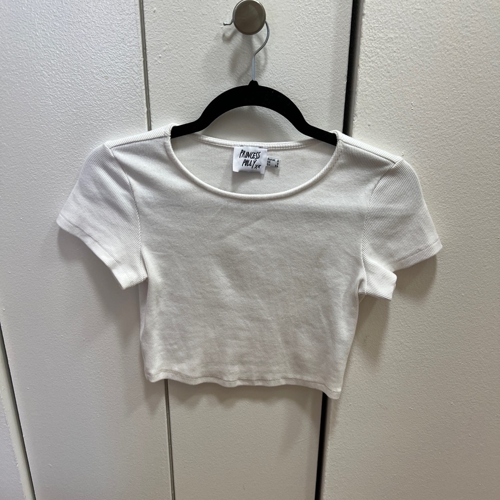 Princess Polly White Ribbed Crop Top